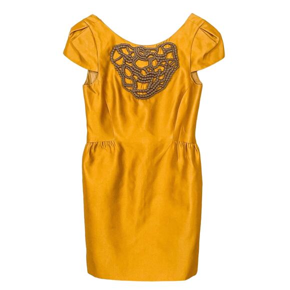 Tibi Silk Brocade Embellished Yellow Sheath Dress, EUC, Size 6, MSRP $495 - Picture 1 of 14